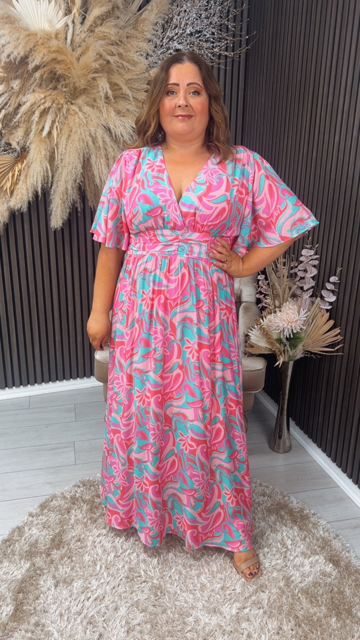NIKITA DRESS - PINK/TEAL