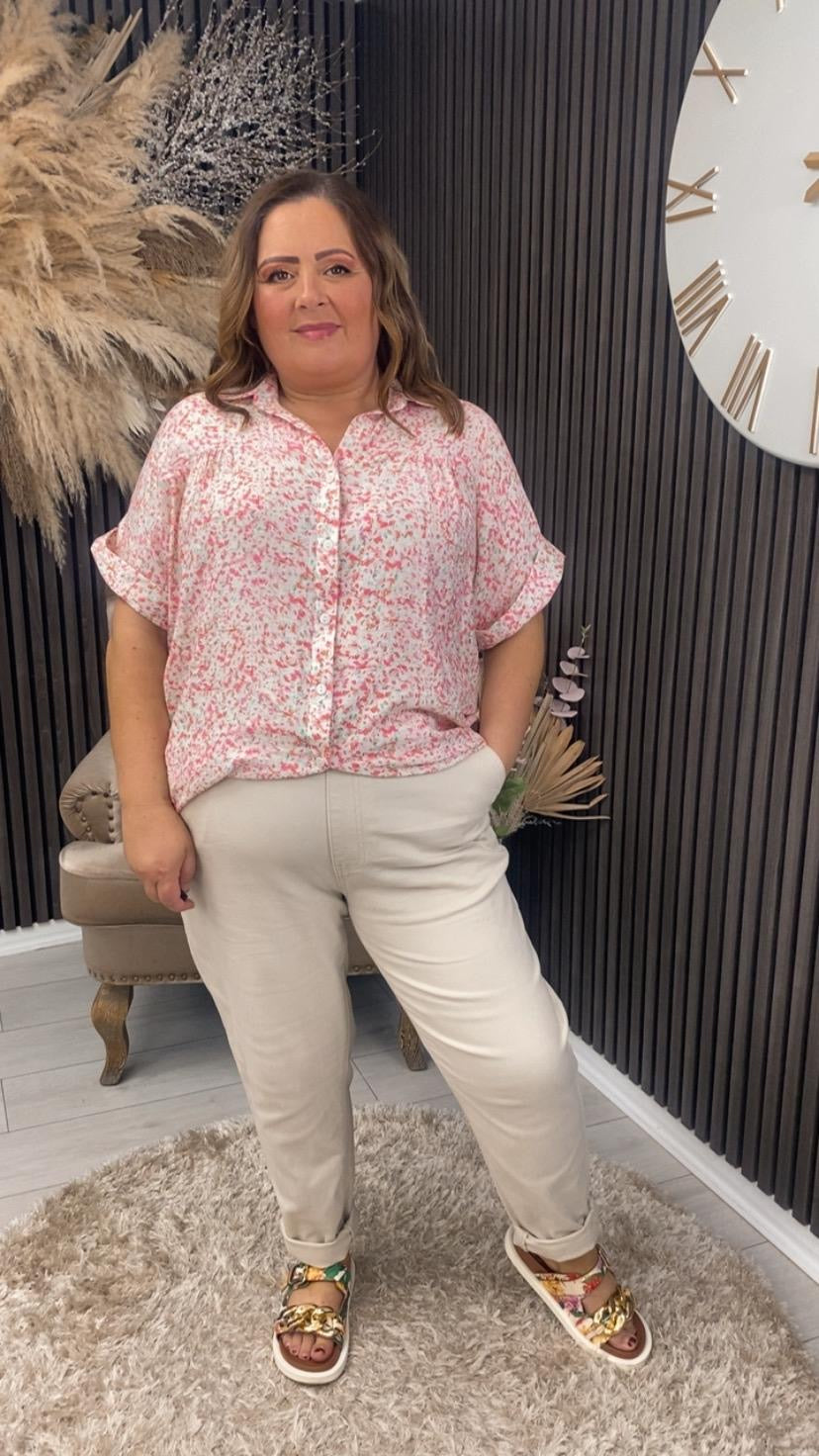 ANTOINETTE TOP  - PINK FLORAL