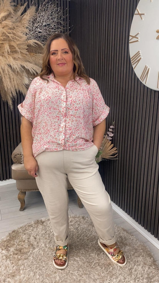 ANTOINETTE TOP  - PINK FLORAL