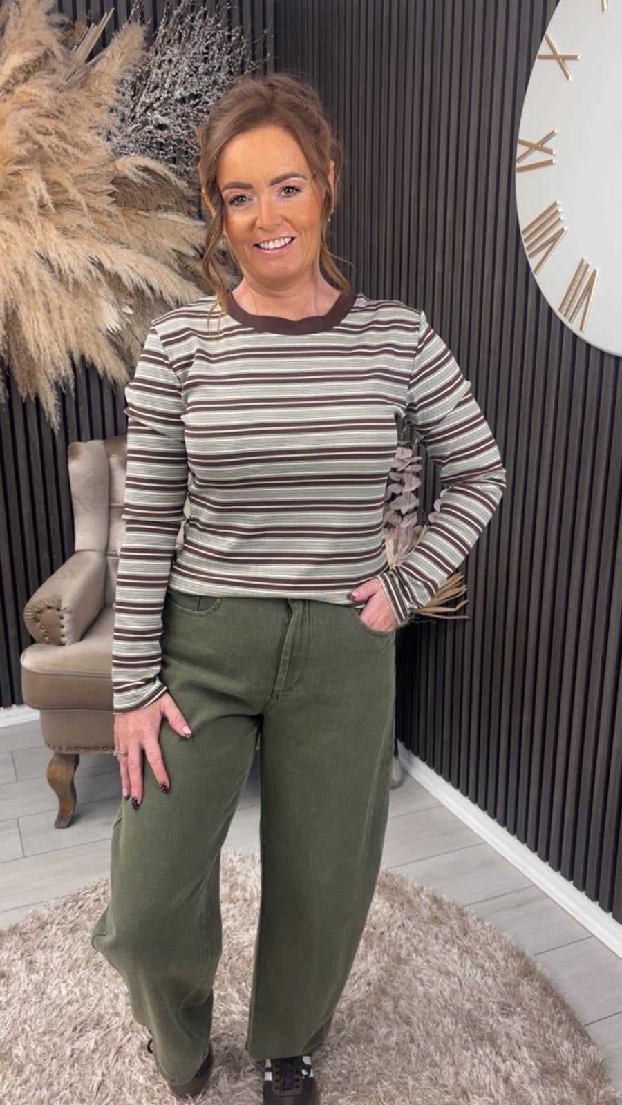 KYLIE TOP - GREEN/BROWN