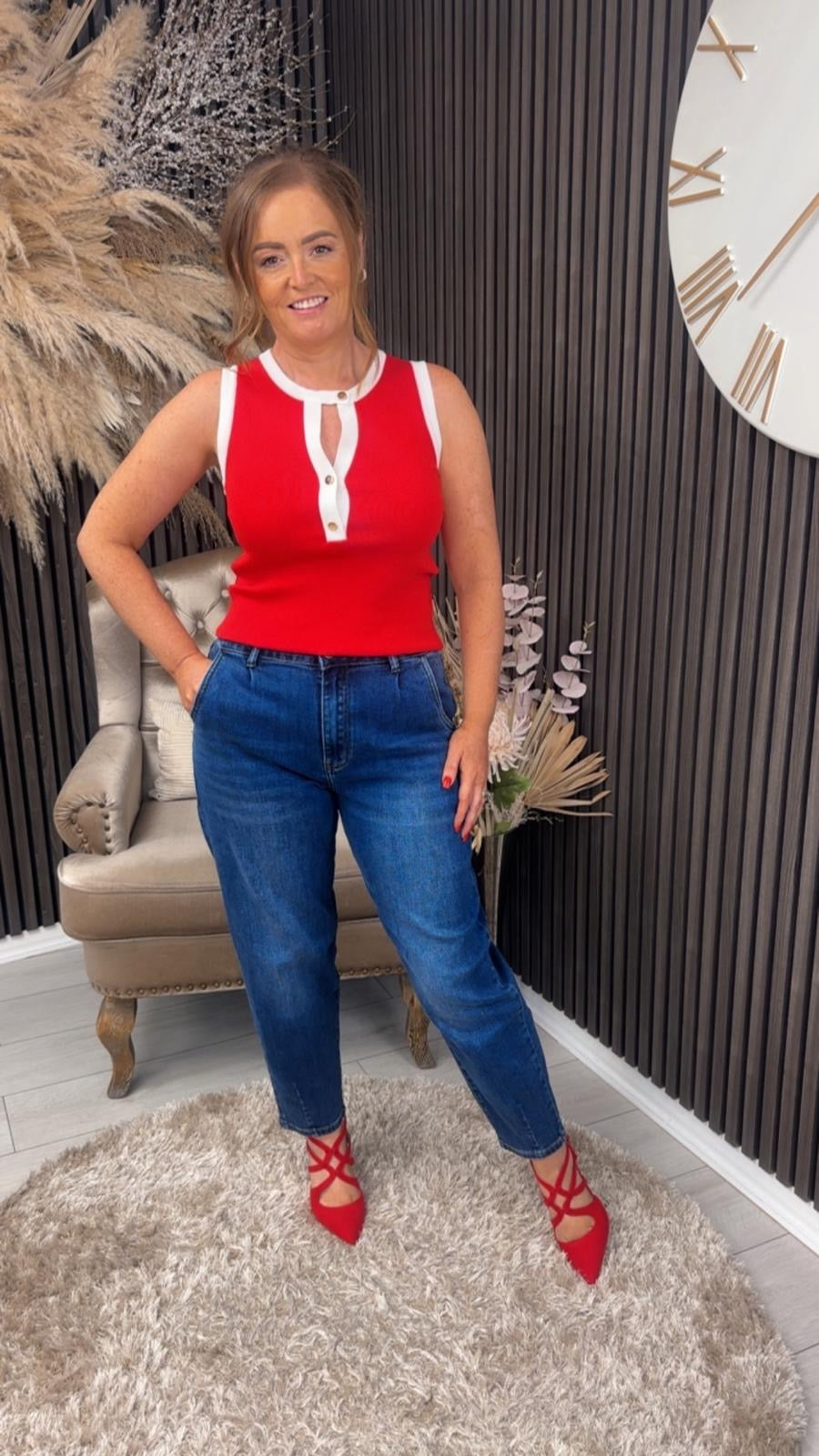 PETRA VEST - RED/WHITE