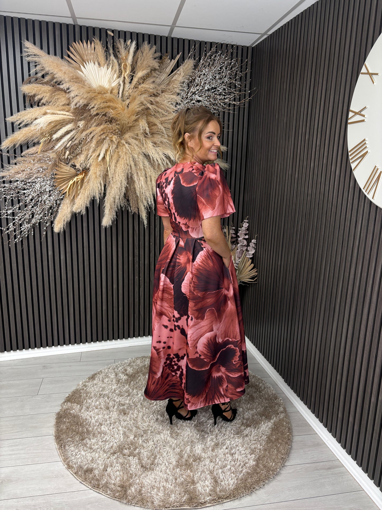 DORA DRESS - WINE FLORAL