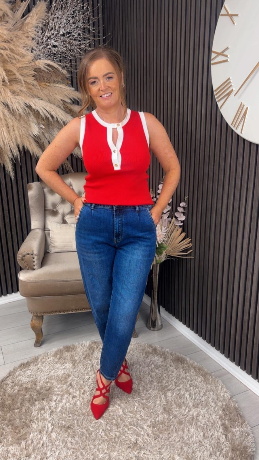 PETRA VEST - RED/WHITE