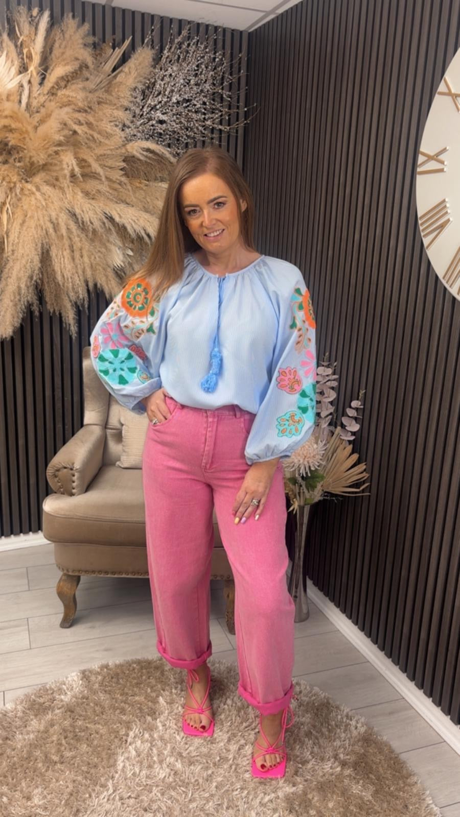 POPPY TOP - BLUE STRIPE