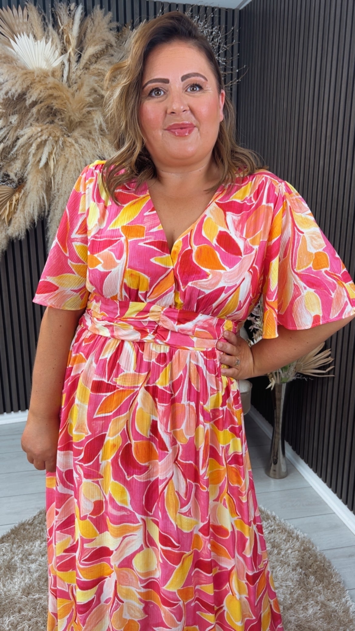 DEBRA DRESS - PINK/YELLOW