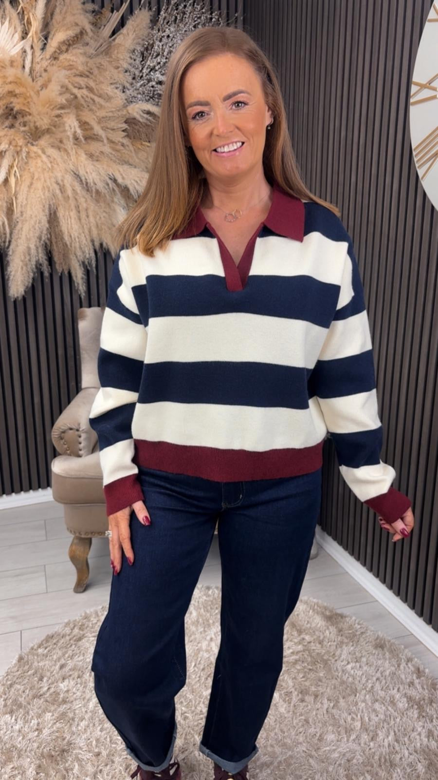 LORENA JUMPER - NAVY/BEIGE