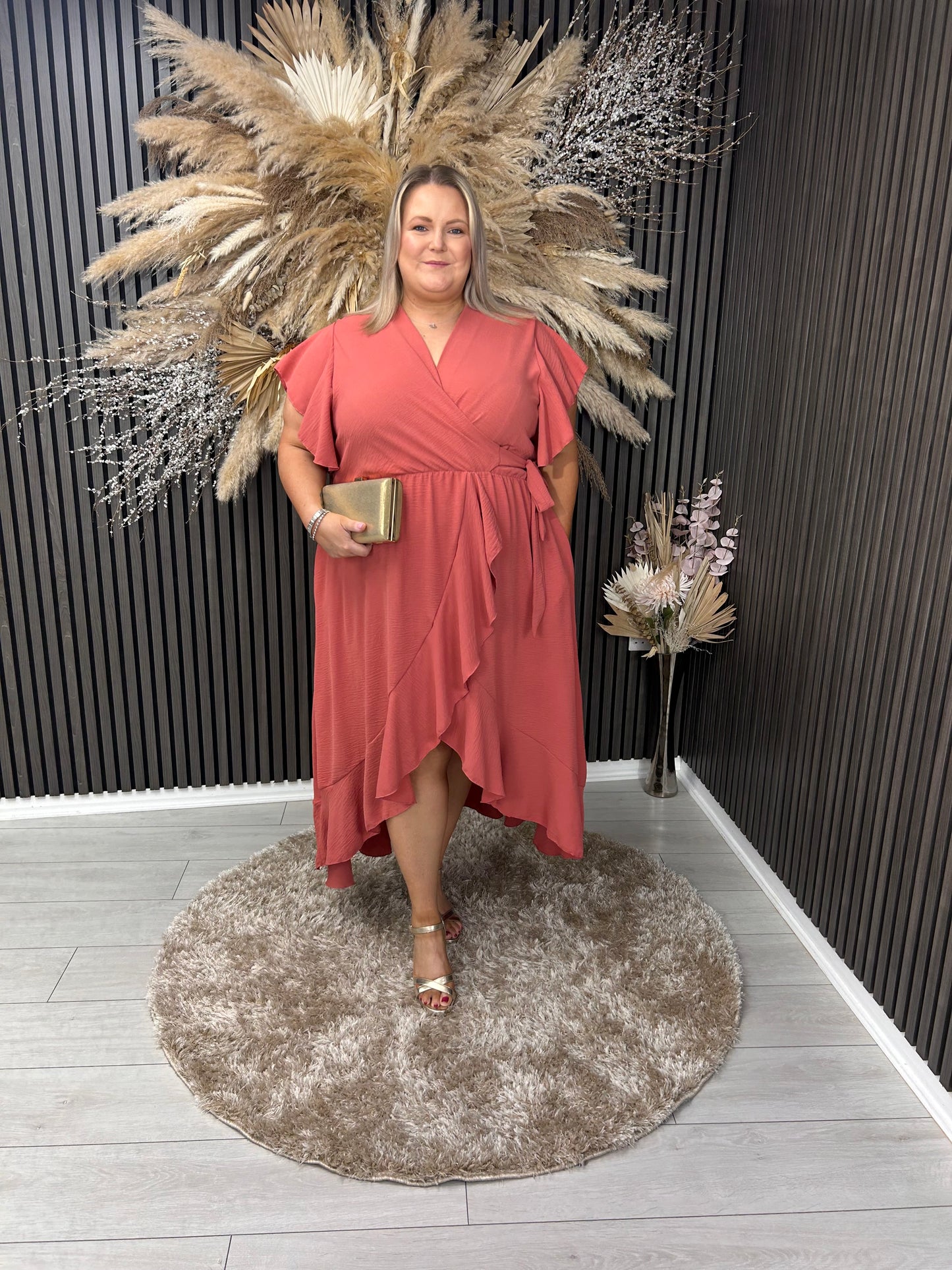 KATERINA DRESS - DEEP CORAL