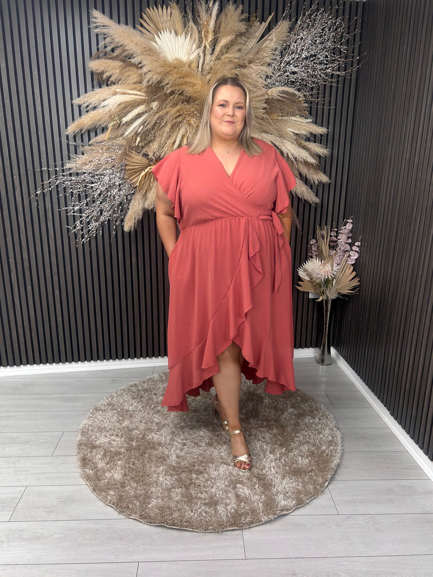 KATERINA DRESS - DEEP CORAL