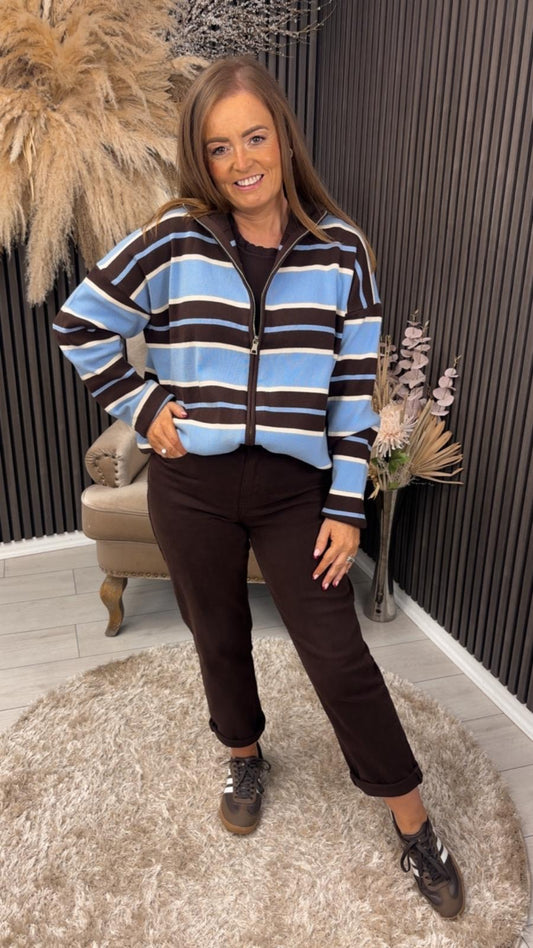 ELEANOR JACKET - BLUE/BROWN