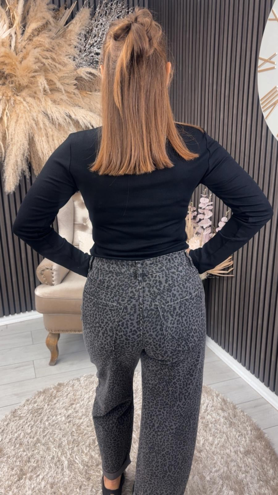 FELICIA BARREL JEANS - LEOPARD