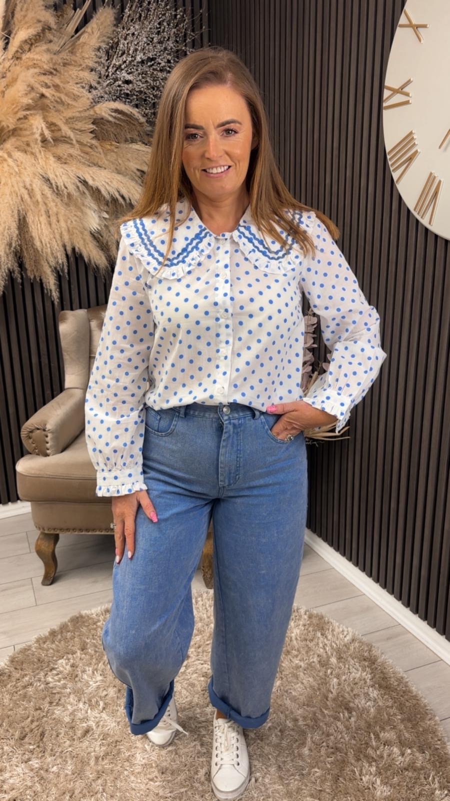 MARTINA SHIRT - WHITE/BLUE SPOT