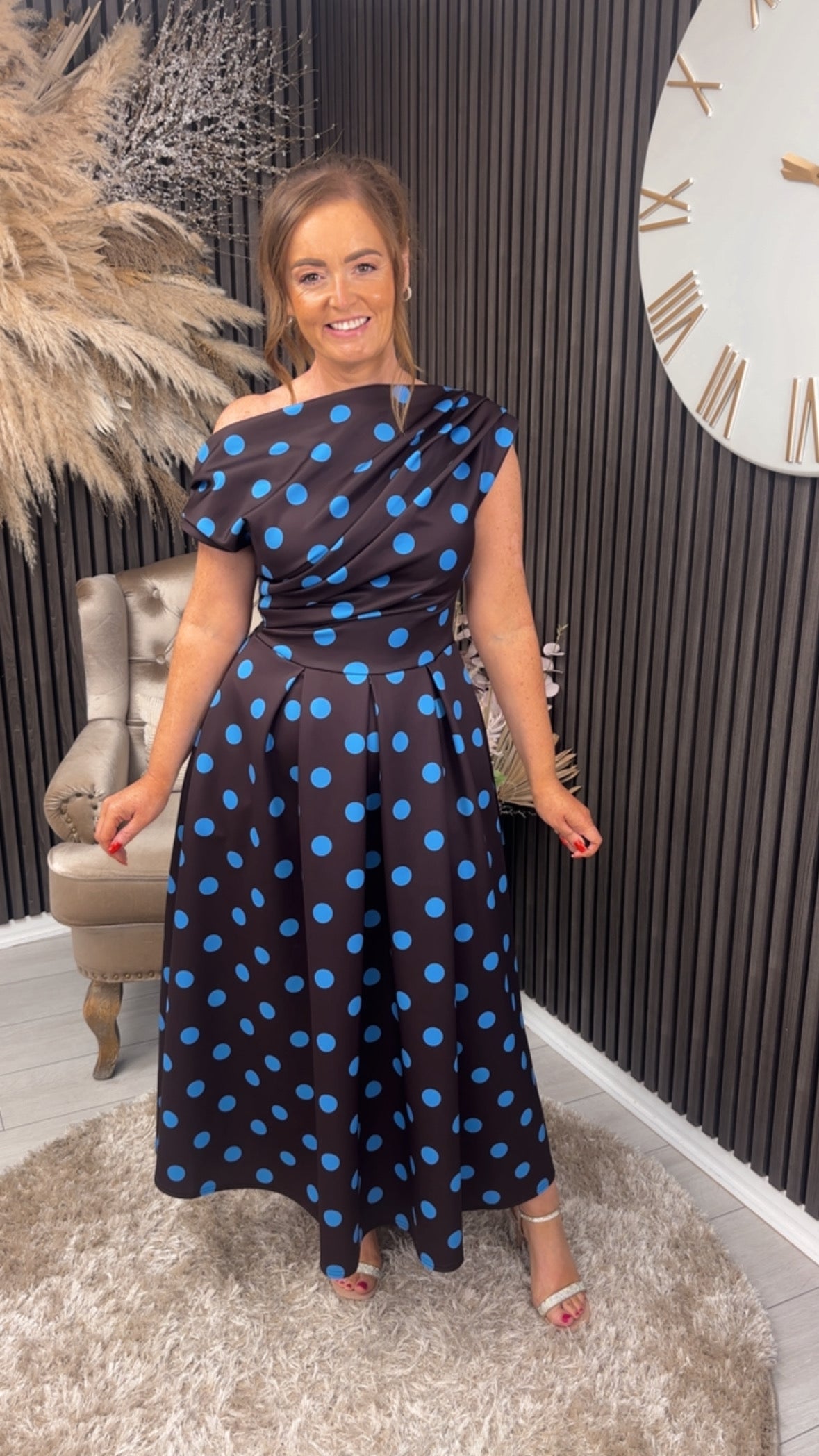 BETTY DRESS - BROWN/BLUE