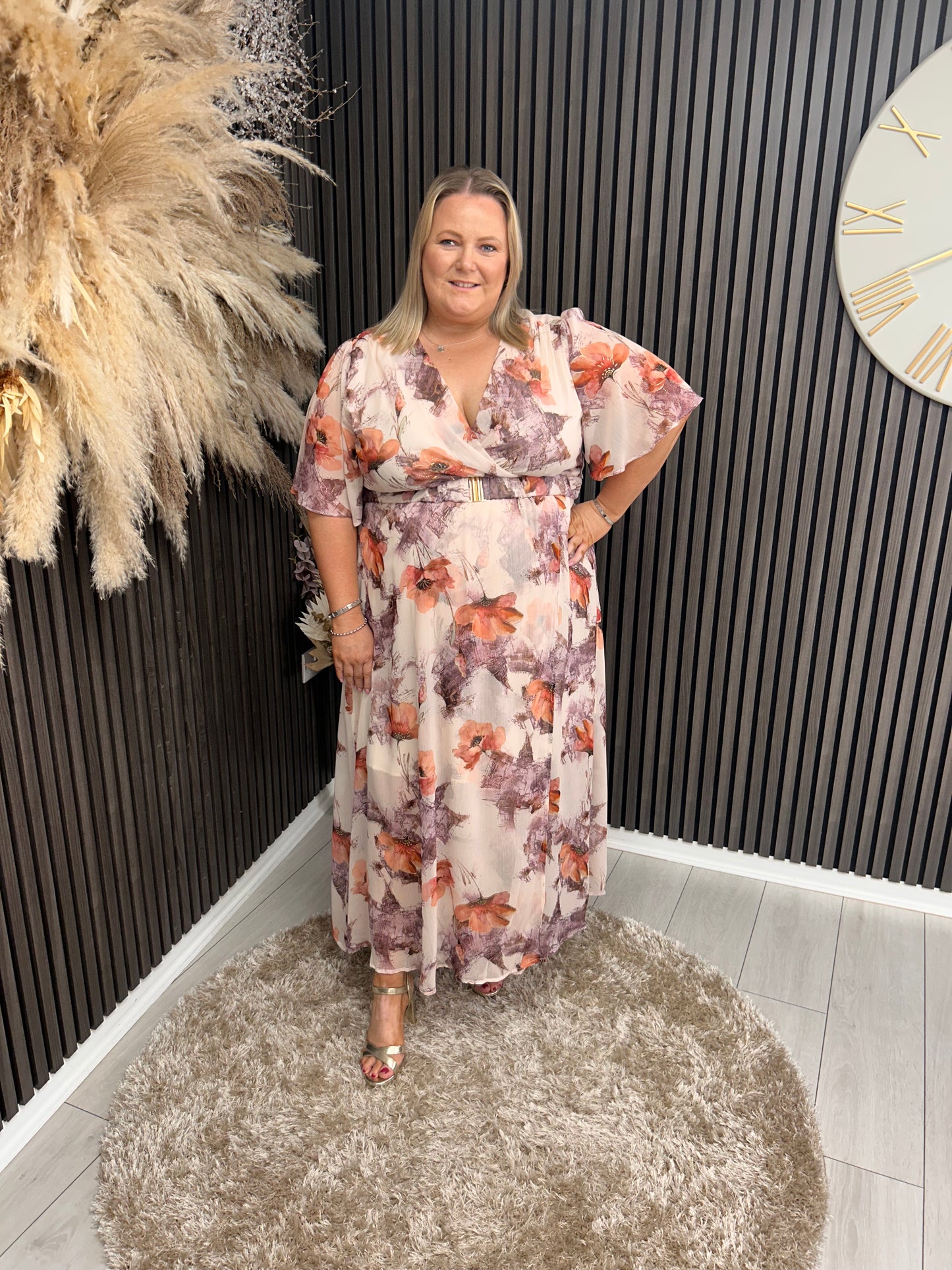 TRISH DRESS - CREAM/ORANGE
