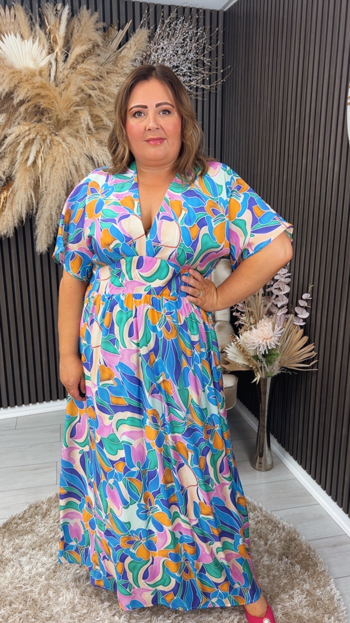 AMANDA DRESS - BLUE/PINK