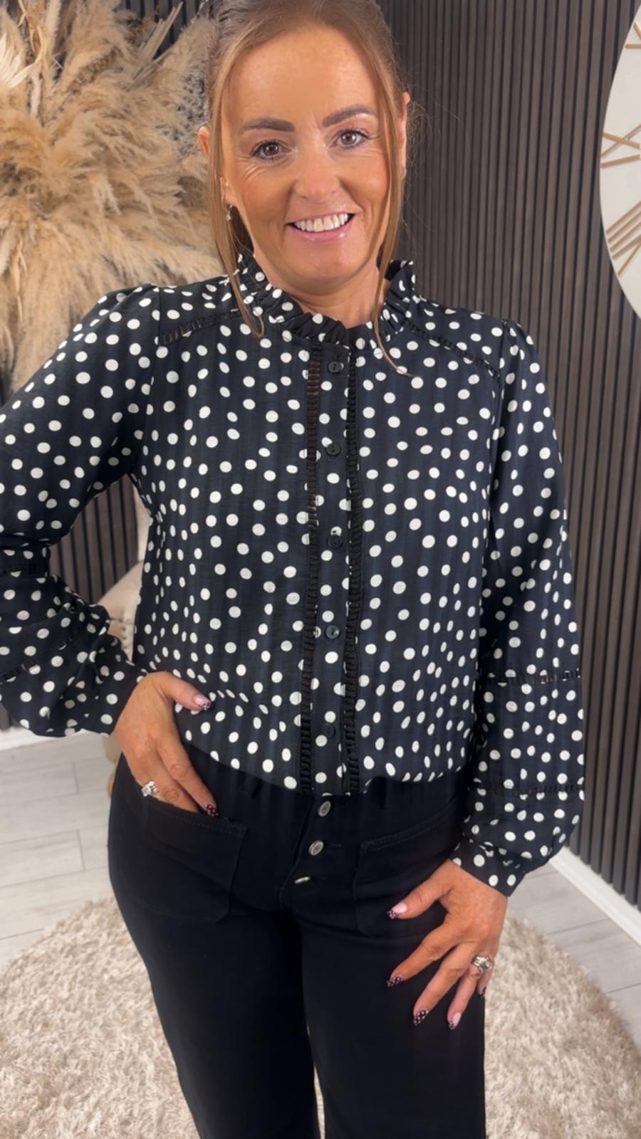 MARISA SHIRT - BLACK/WHITE SPOT