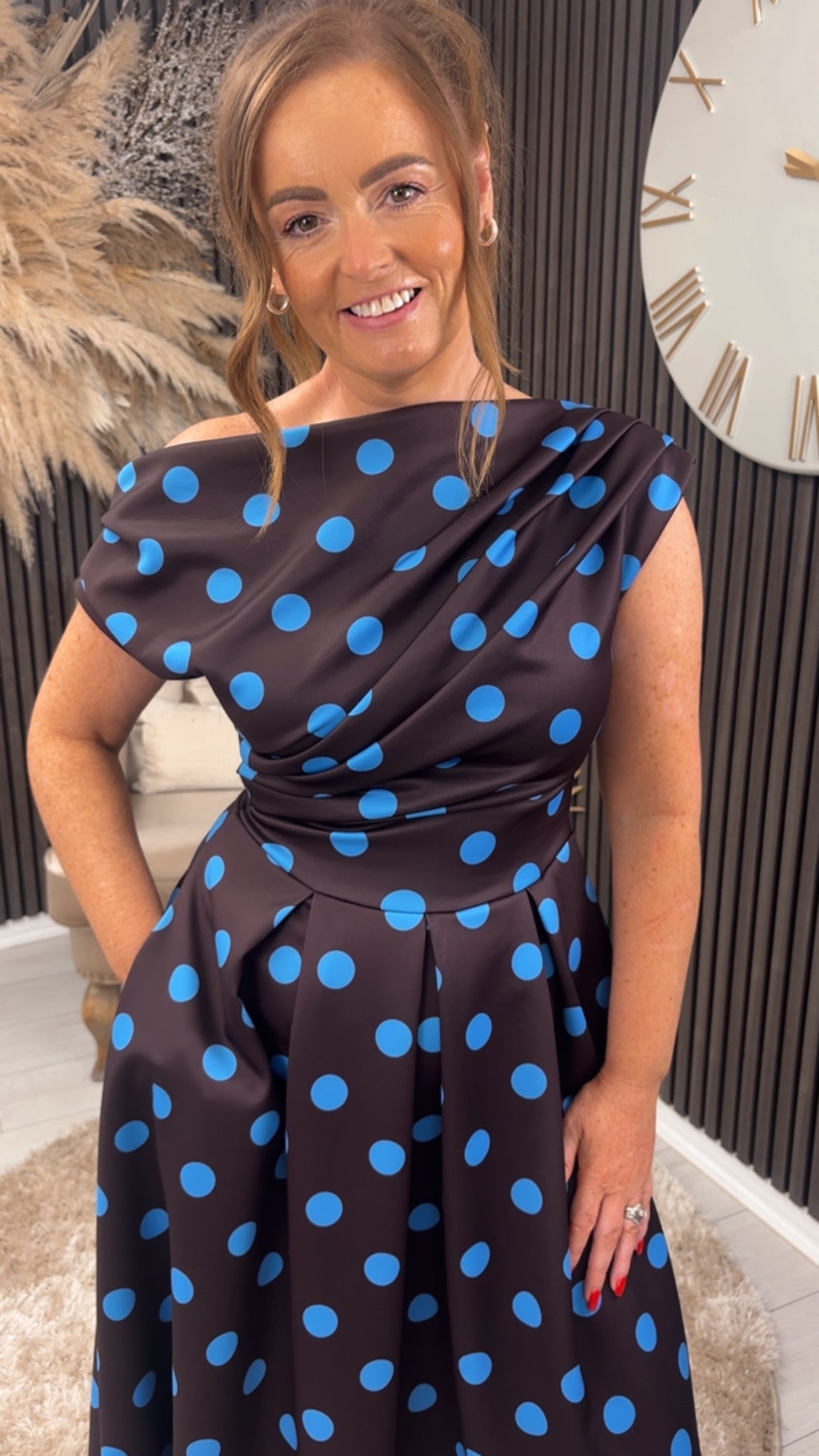 BETTY DRESS - BROWN/BLUE