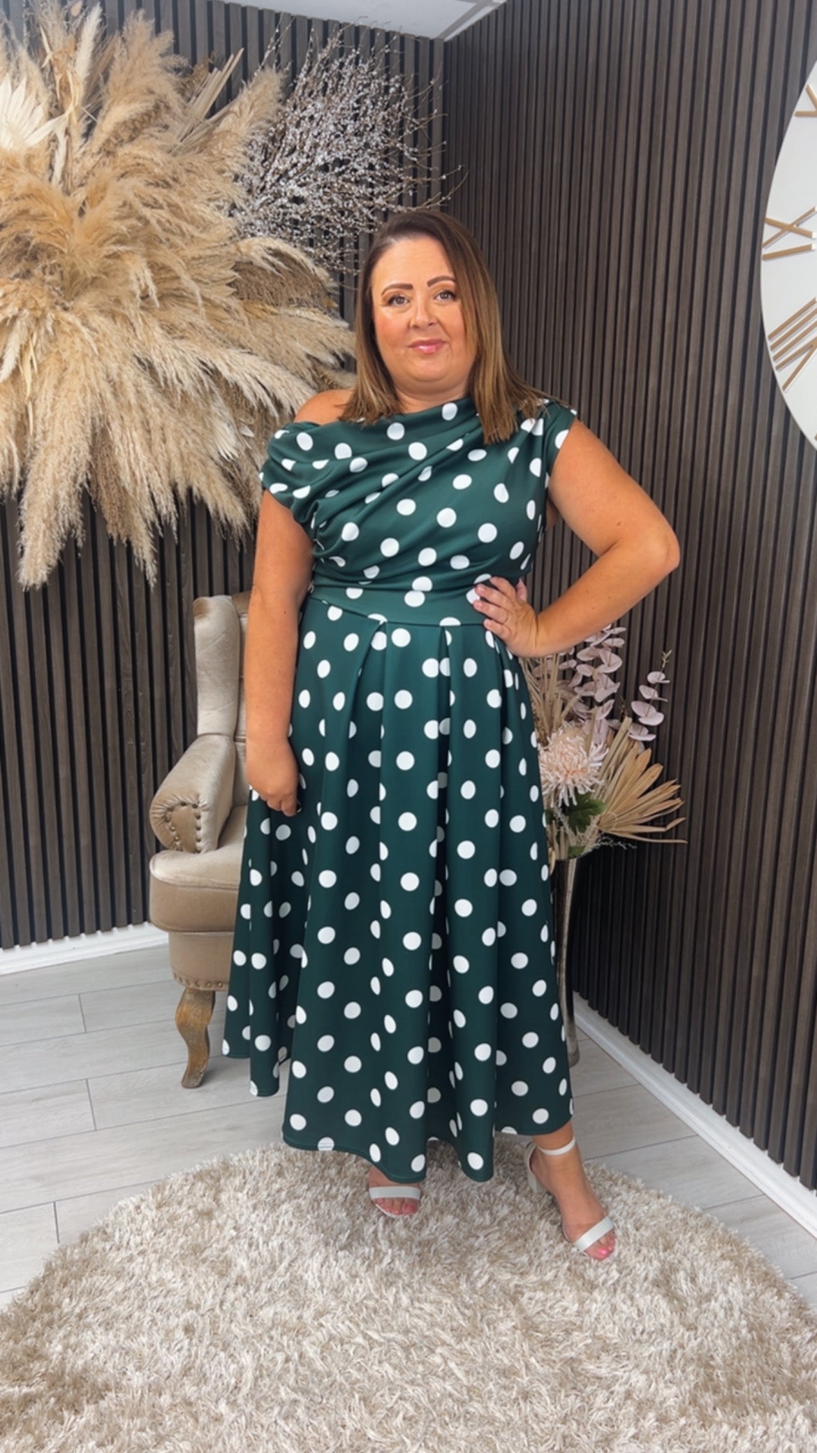 BETTY DRESS - GREEN POLKA DOT