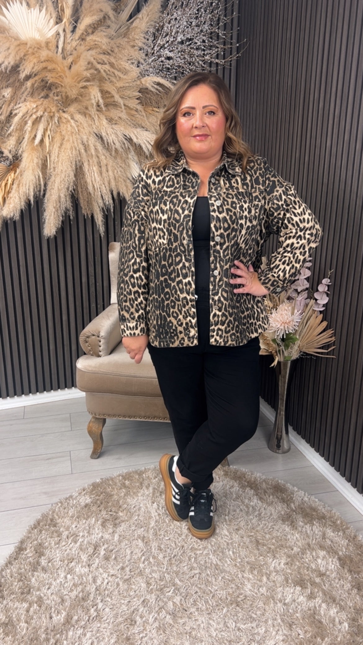 MARY DENIM SHIRT - LEOPARD PRINT