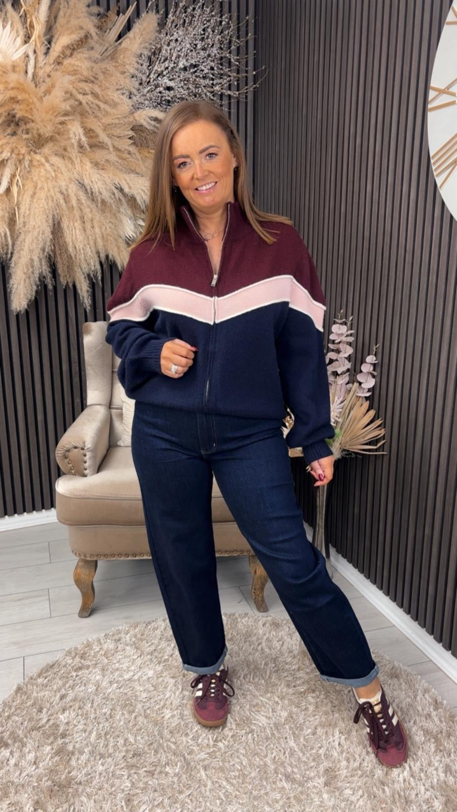 COLETTE JACKET - BURGUNDY/NAVY