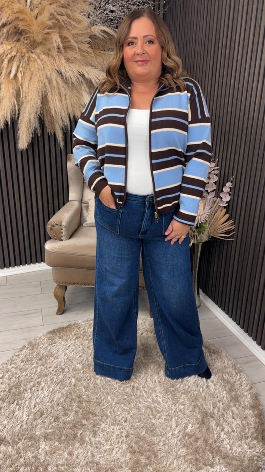 ELEANOR JACKET - BLUE/BROWN