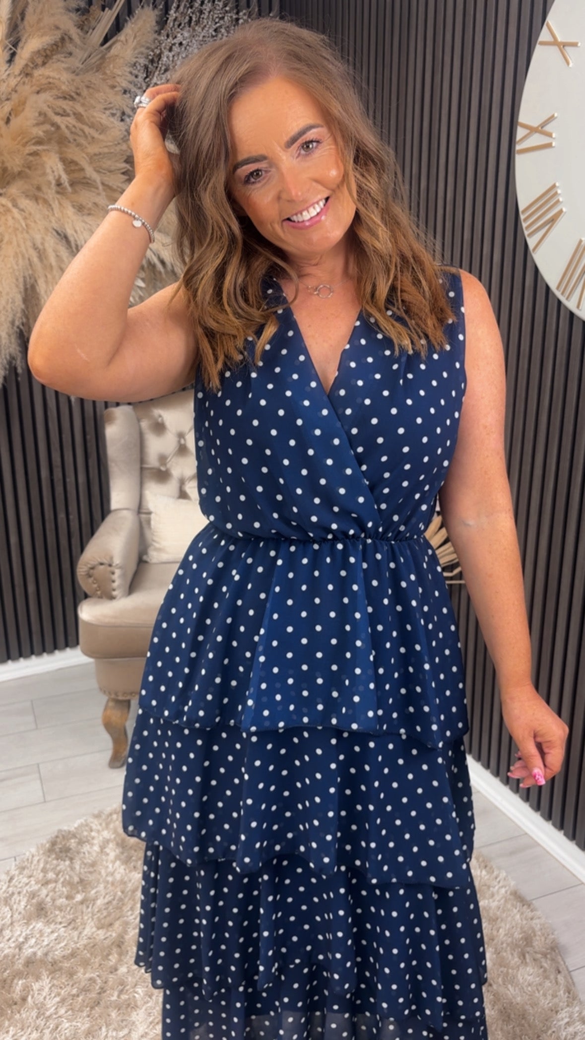 KELLY DRESS - NAVY SPOT