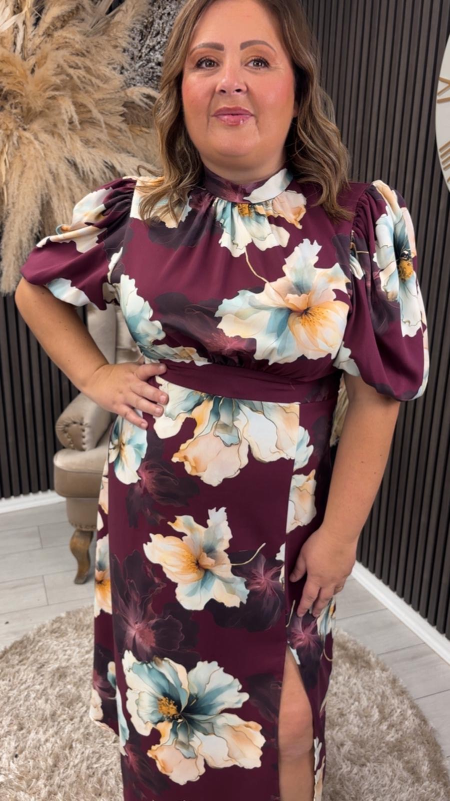 LILITH DRESS - PLUM FLOWER