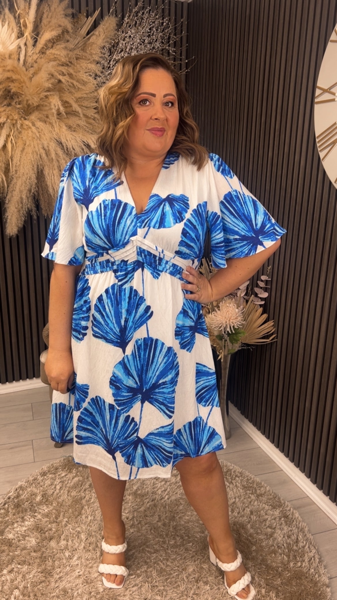 CECELIA DRESS - BLUE/WHITE