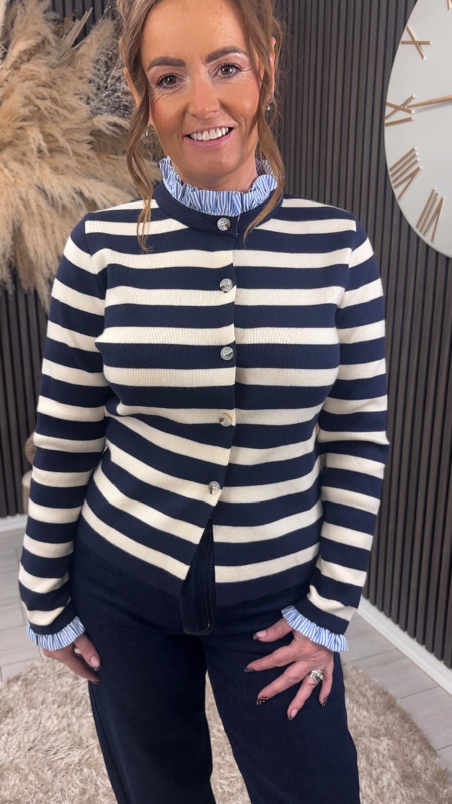RYLEE CARDIGAN - NAVY/CREAM
