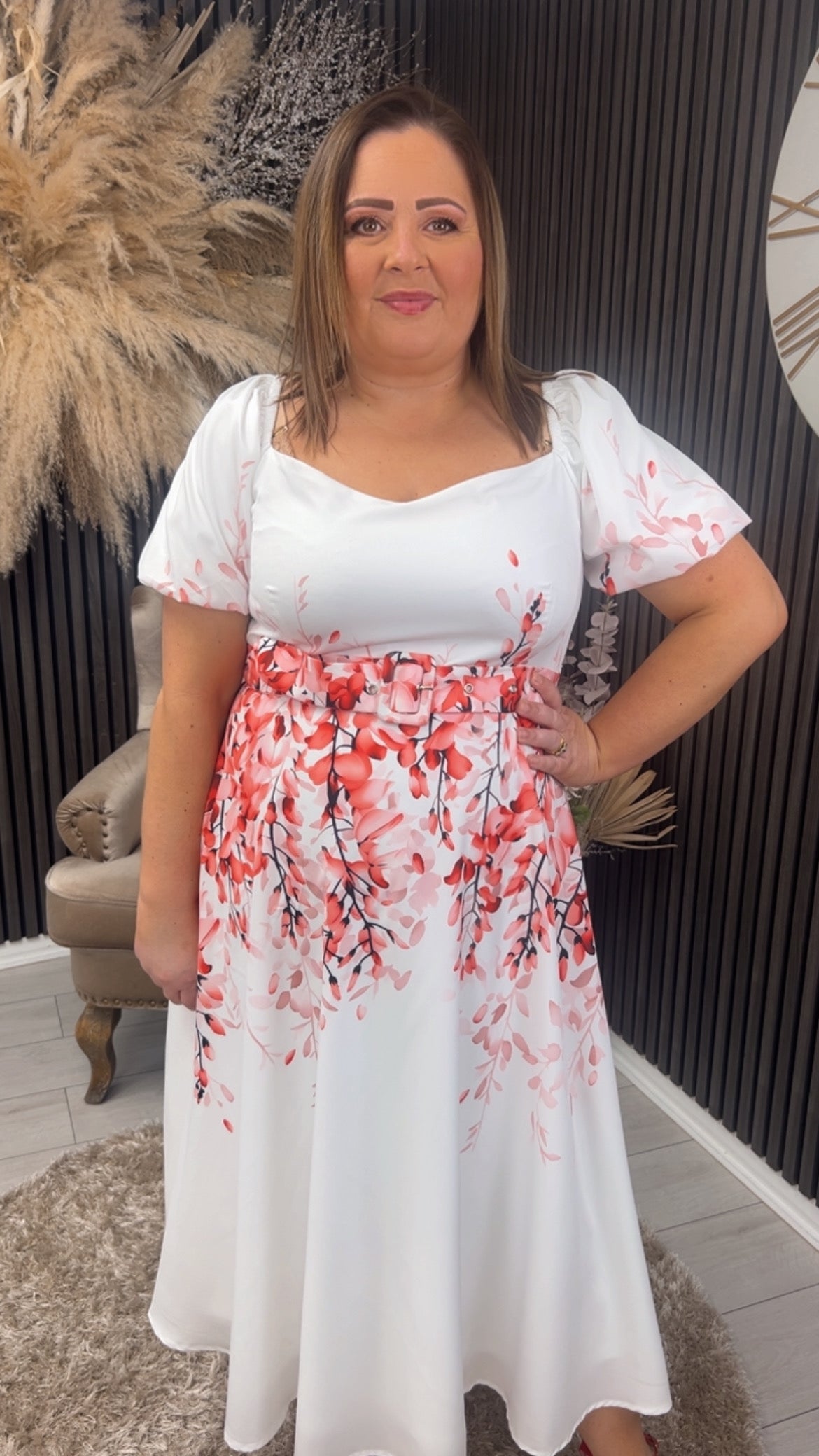 DARLEEN DRESS - CREAM/PINK