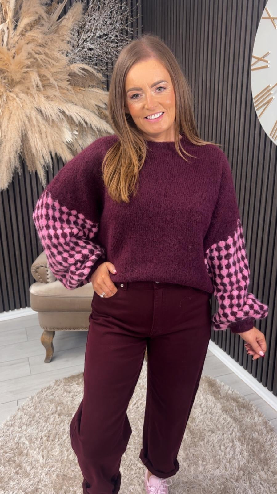 COCO JUMPER - BURGUNDY/PINK