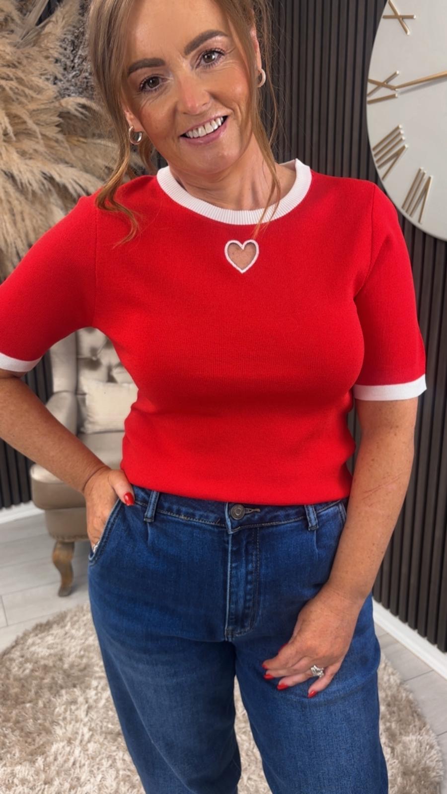 ADRINA TOP - RED/WHITE