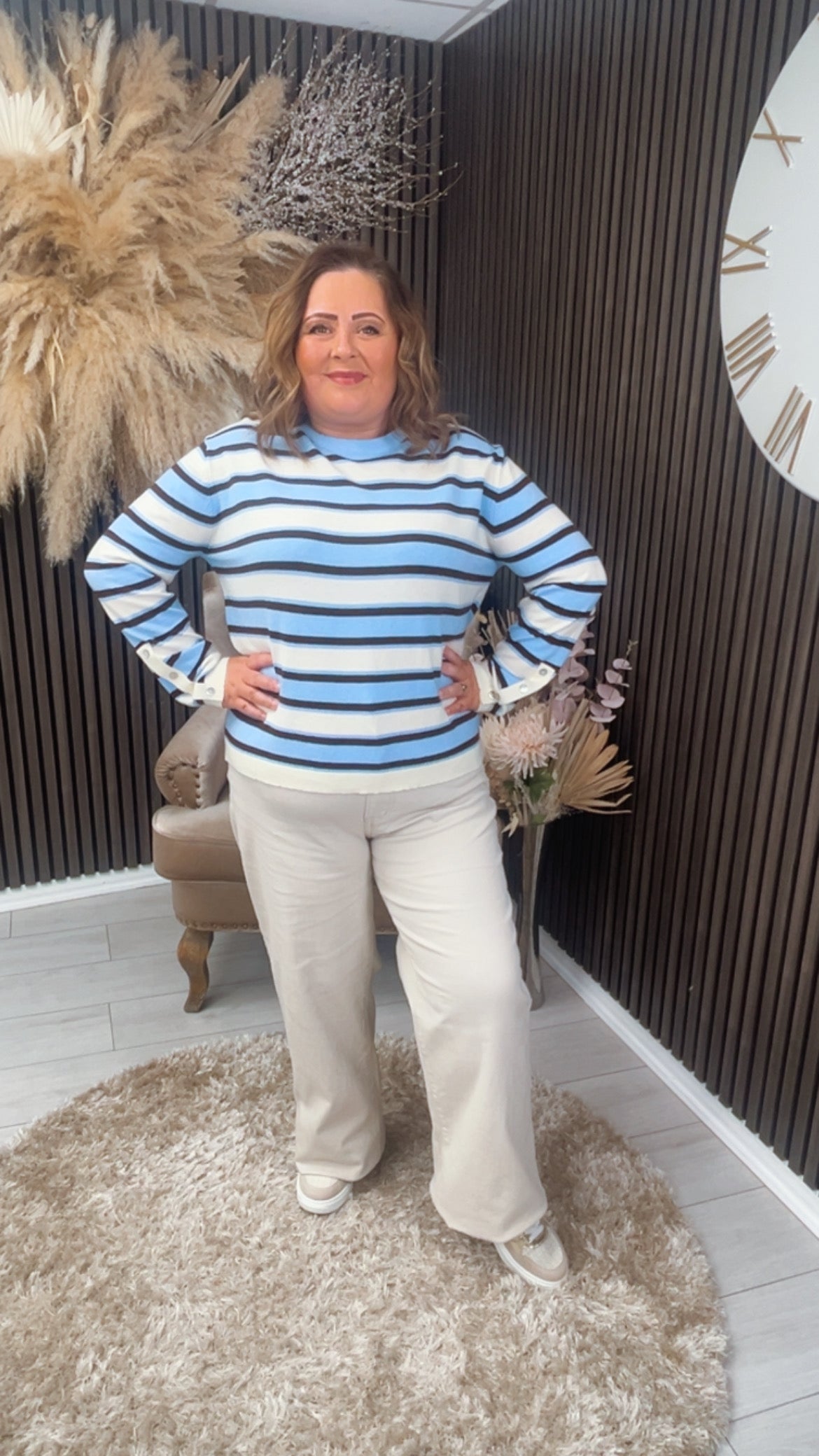 DIANI JUMPER - BLUE/BEIGE