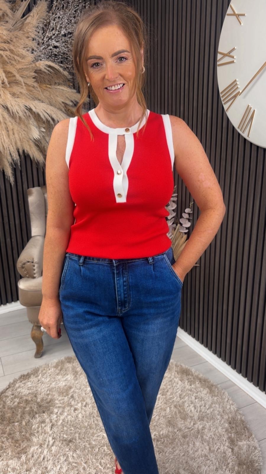 PETRA VEST - RED/WHITE