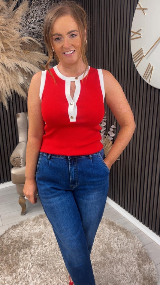 PETRA VEST - RED/WHITE