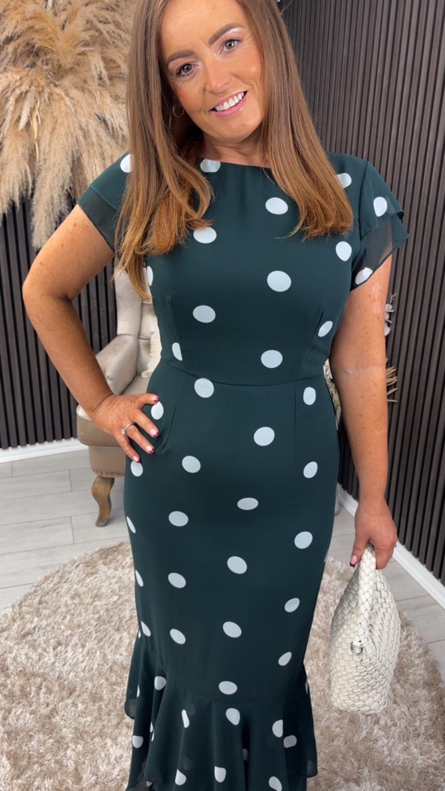 ROXY DRESS - DARK GREEN SPOT