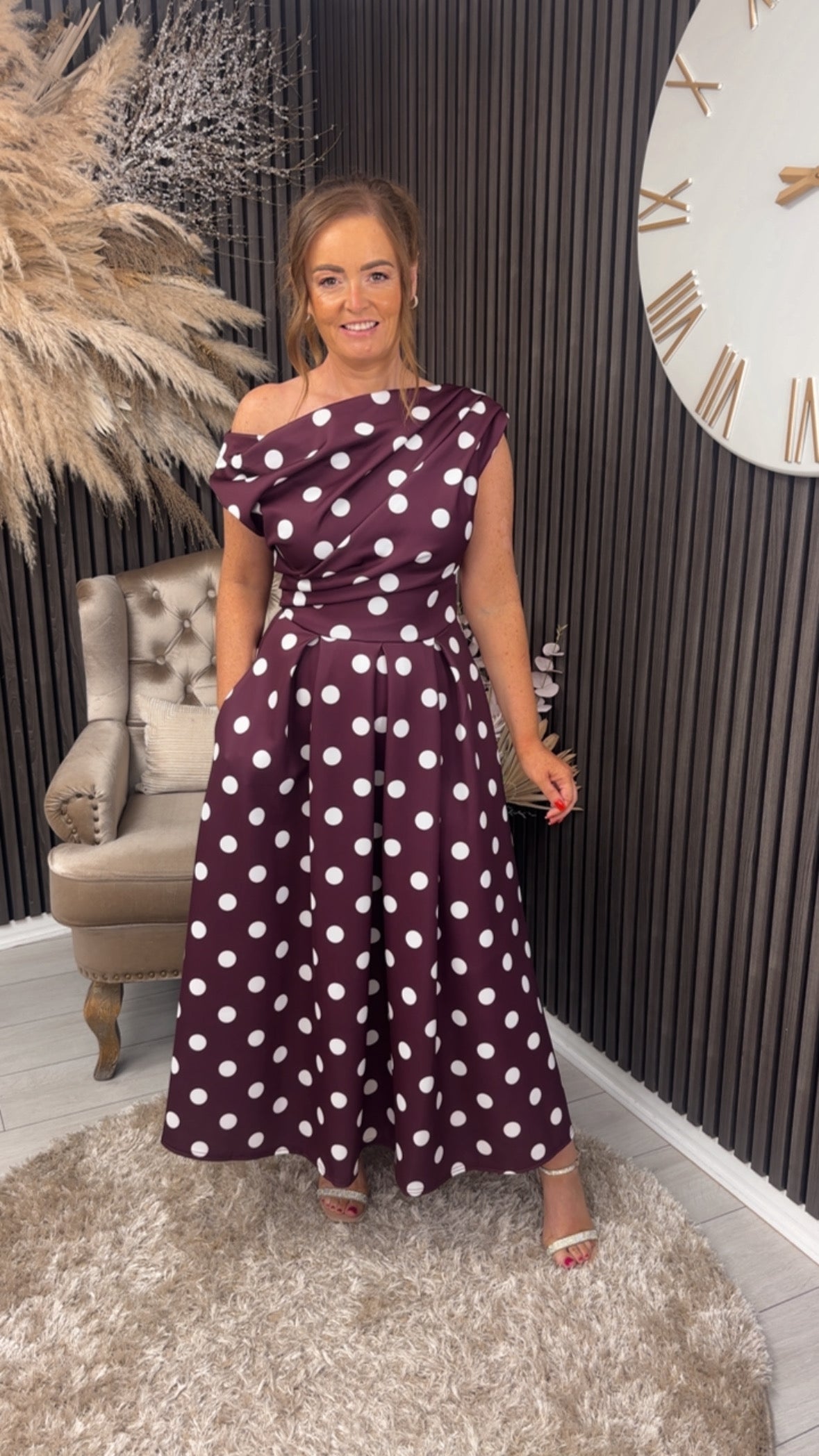BETTY DRESS - BERRY POLKA DOT