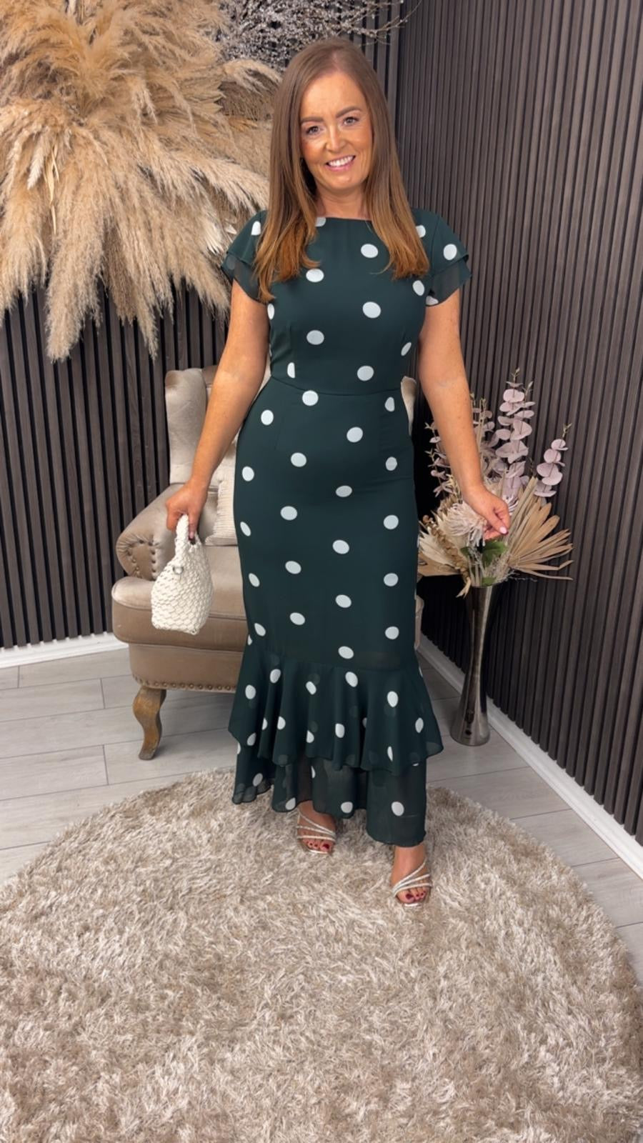 ROXY DRESS - DARK GREEN SPOT