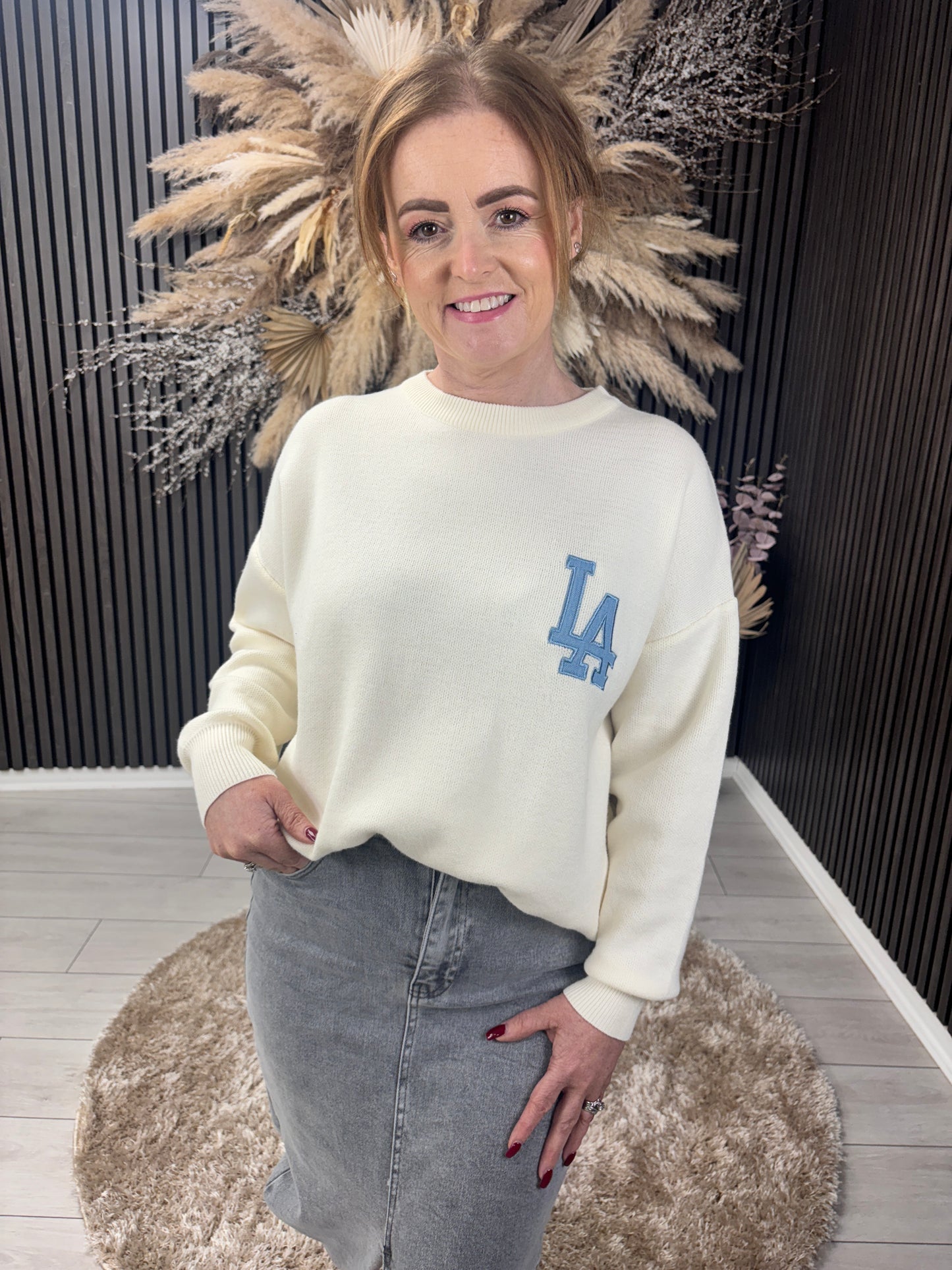 ERIN JUMPER - CREAM/BLUE