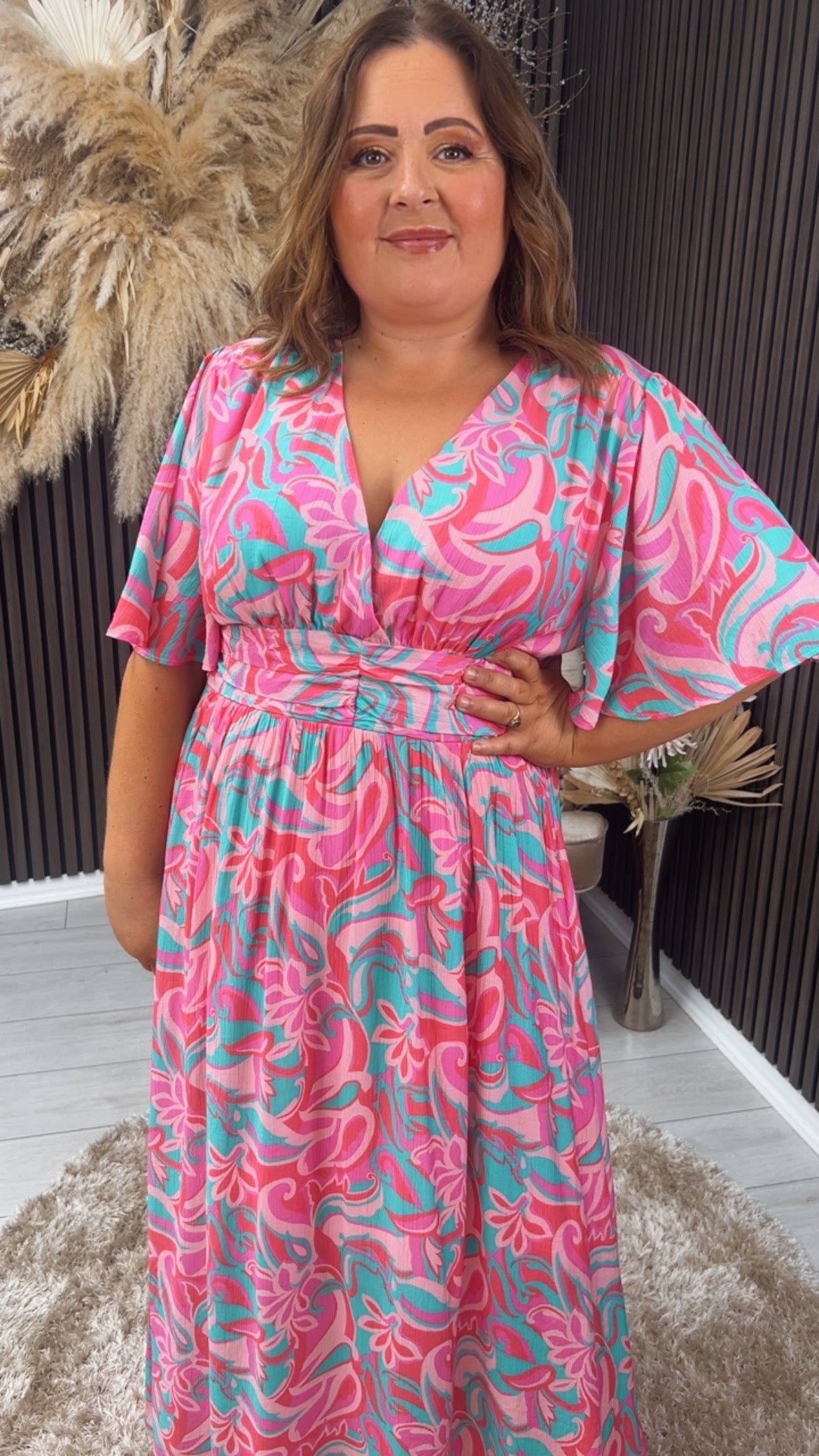 NIKITA DRESS - PINK/TEAL