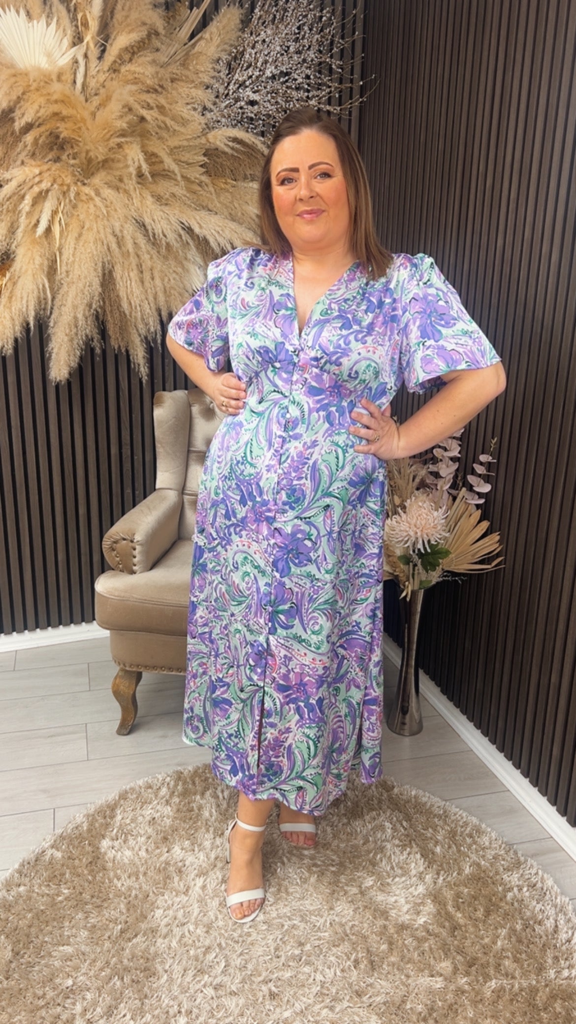FRIDA DRESS - LILAC/GREEN