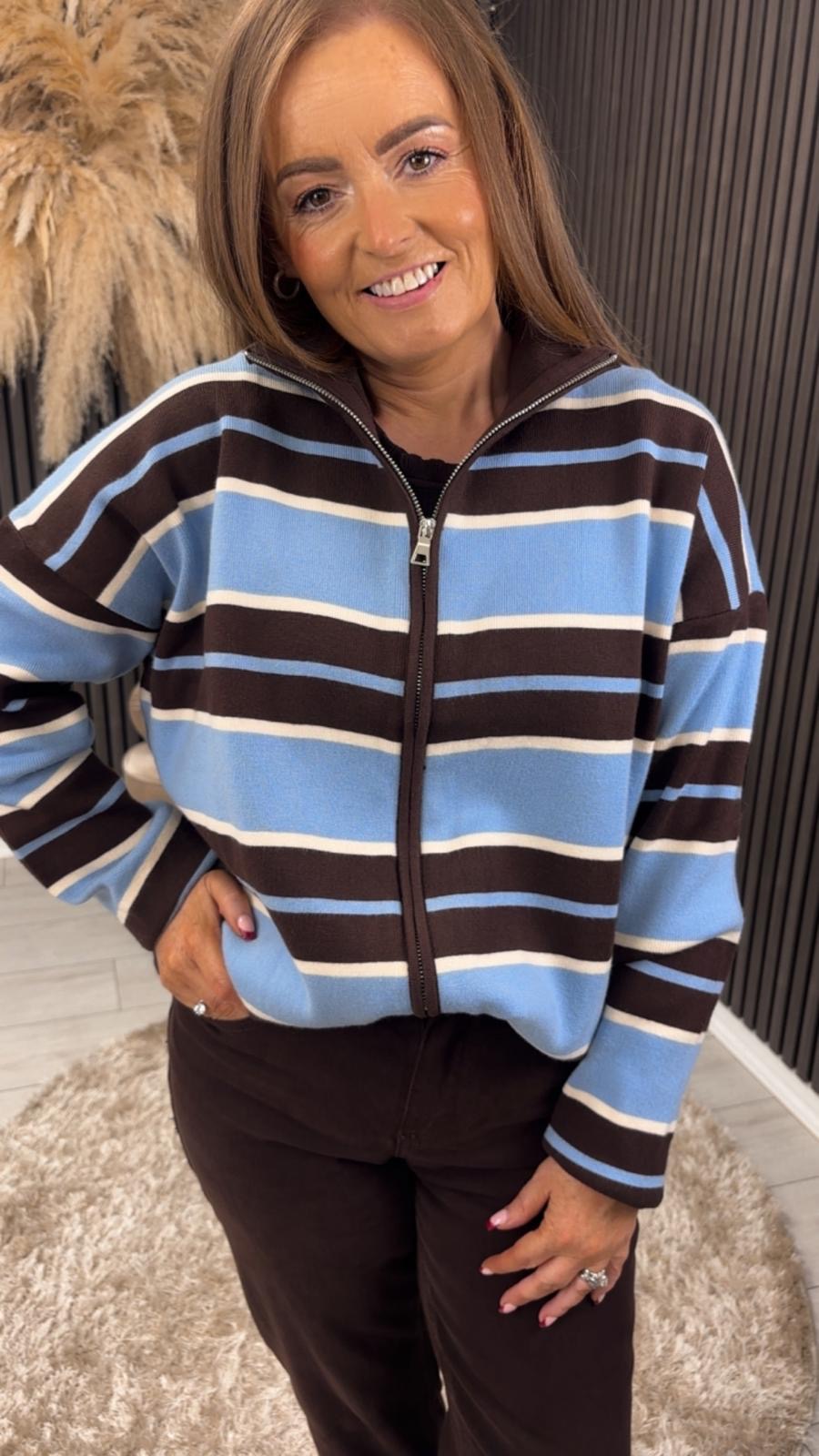 ELEANOR JACKET - BLUE/BROWN