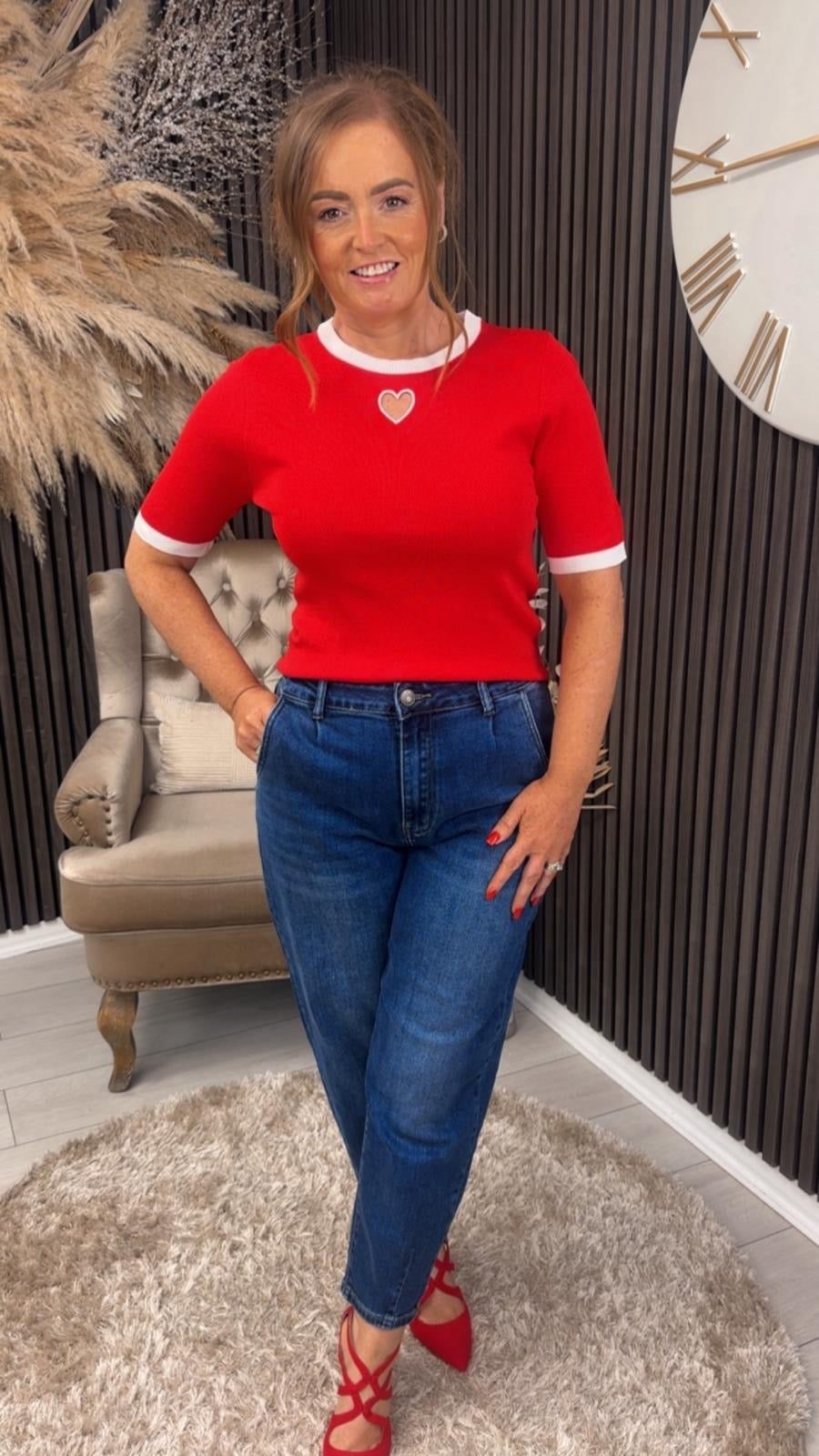 ADRINA TOP - RED/WHITE