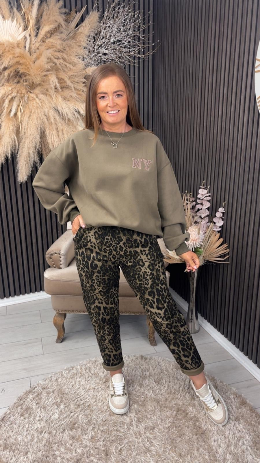 MARTY ANNE JEANS - KHAKI ANIMAL