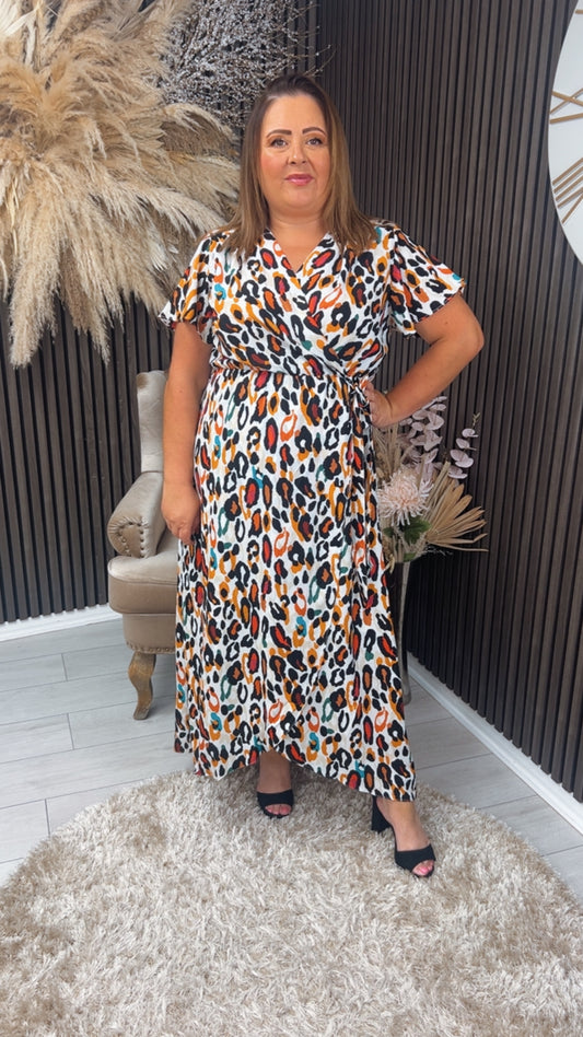DYMPNA DRESS - WHITE ANIMAL