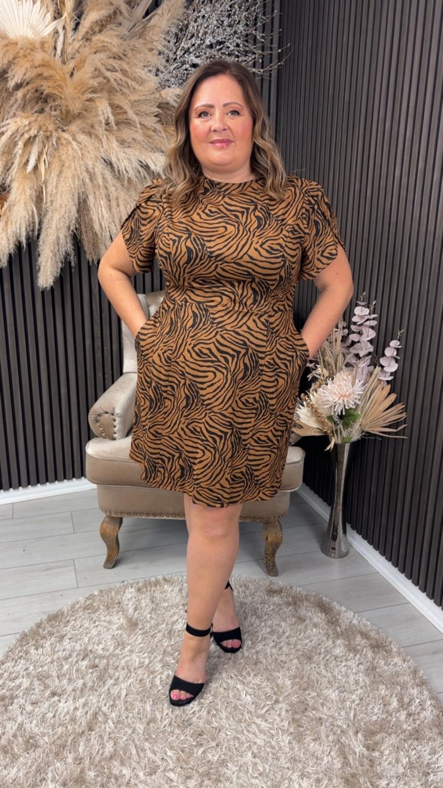 AMI DRESS - BROWN ZEBRA