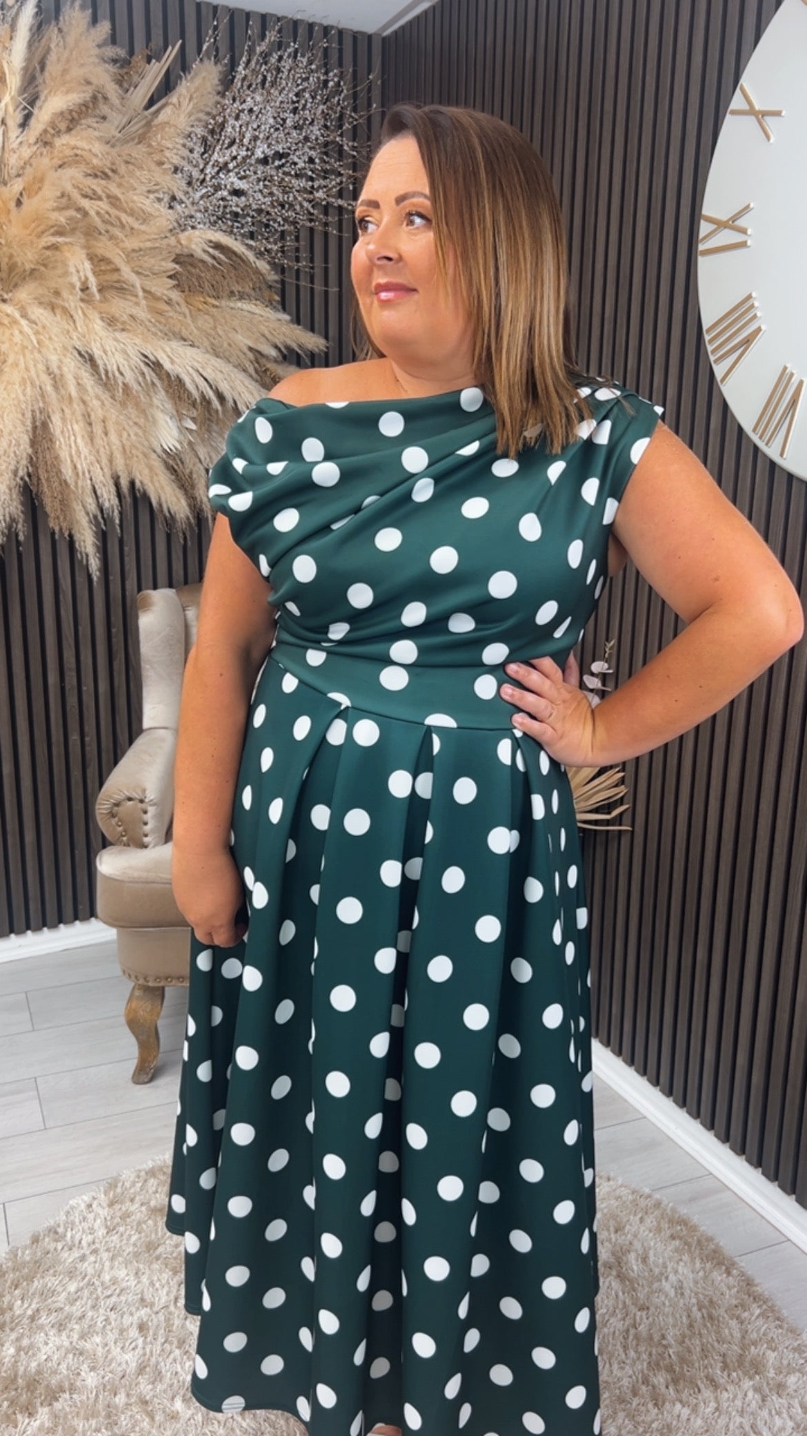 BETTY DRESS - GREEN POLKA DOT