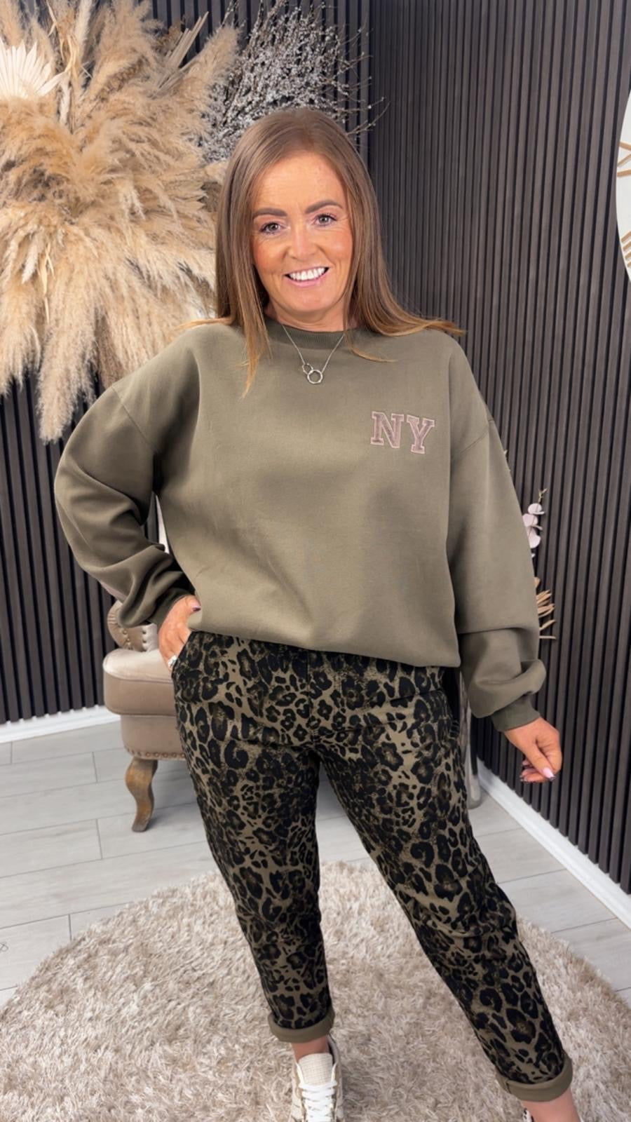 MARTY ANNE JEANS - KHAKI ANIMAL
