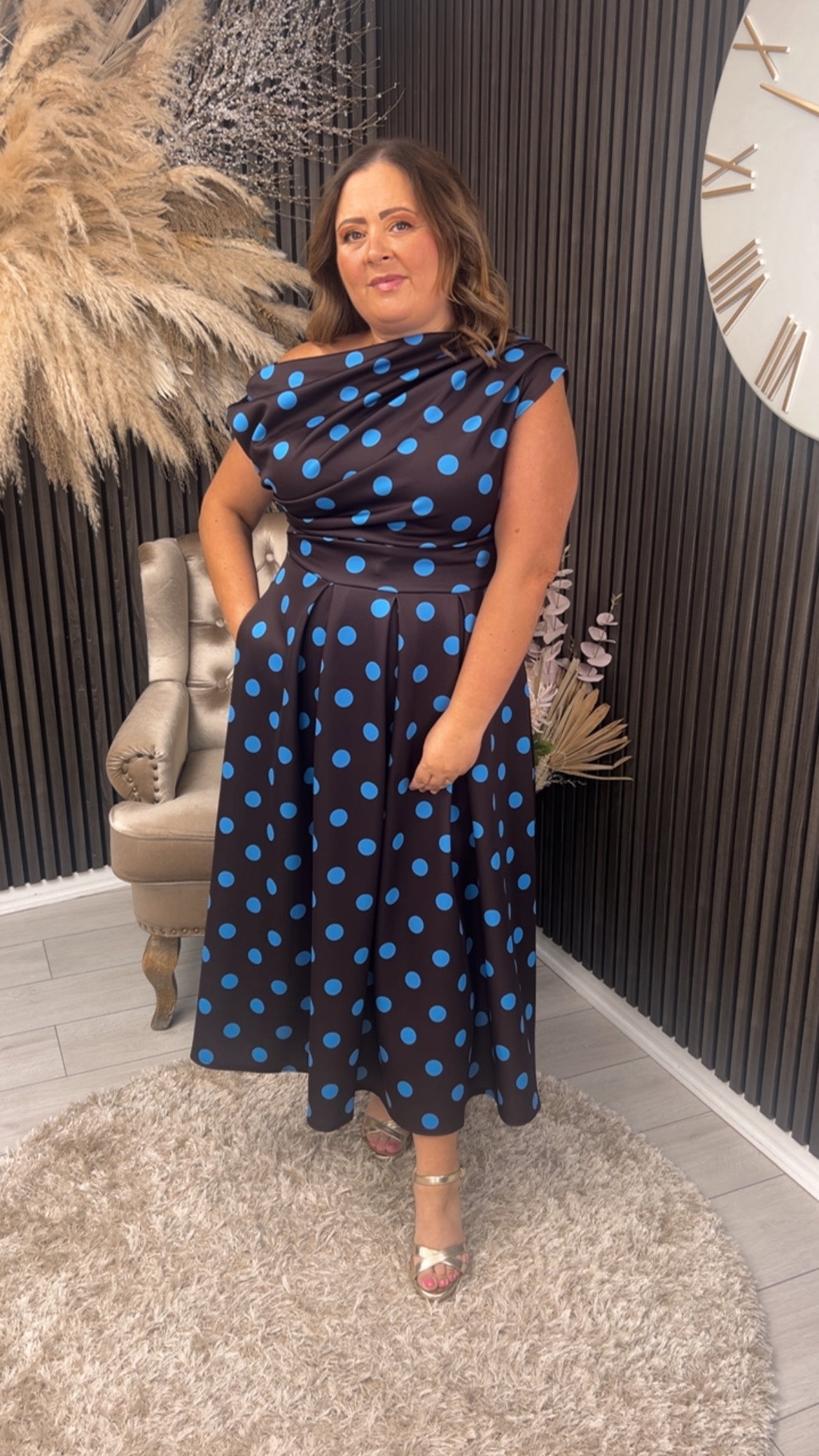 BETTY DRESS - BROWN/BLUE