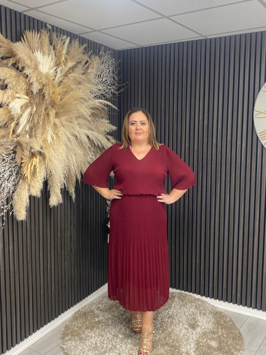 STACEY DRESS - BURGUNDY
