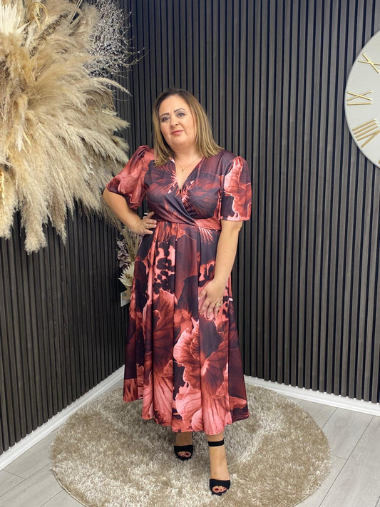 DORA DRESS - WINE FLORAL